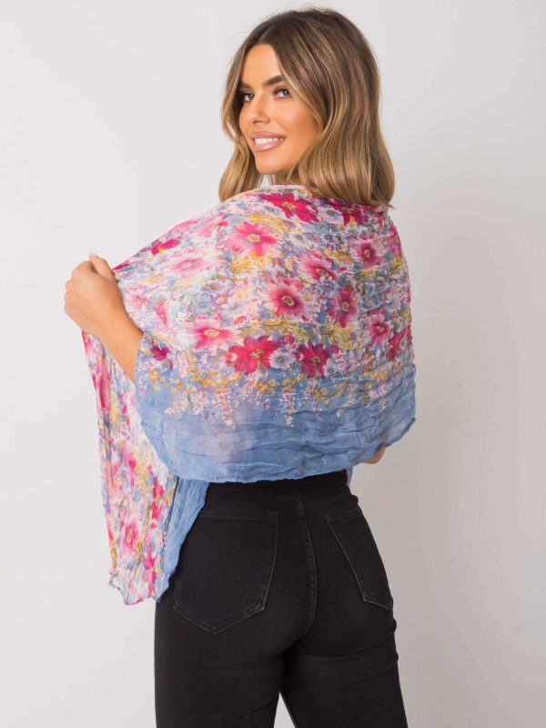 Niebiesko-różowa wzorzysta chusta z wiskozy