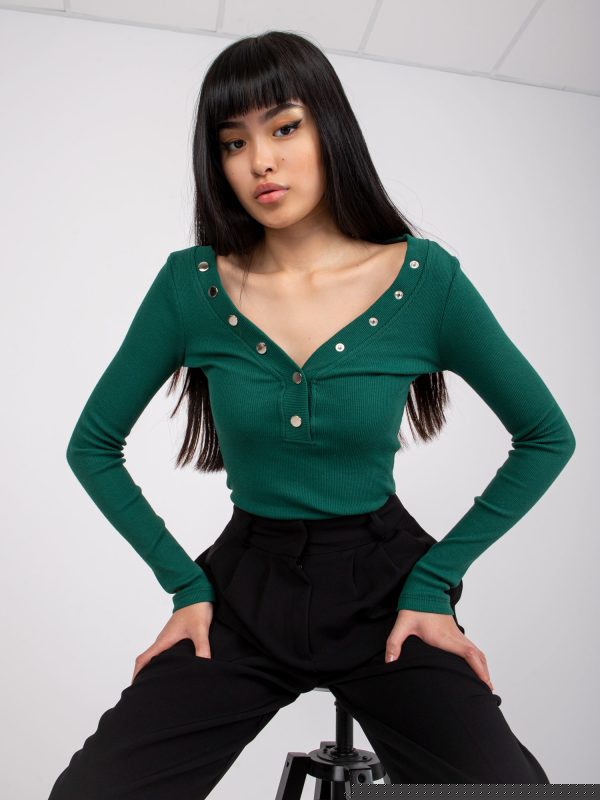 Ciemnozielona bluzka w prążek Tracy RUE PARIS