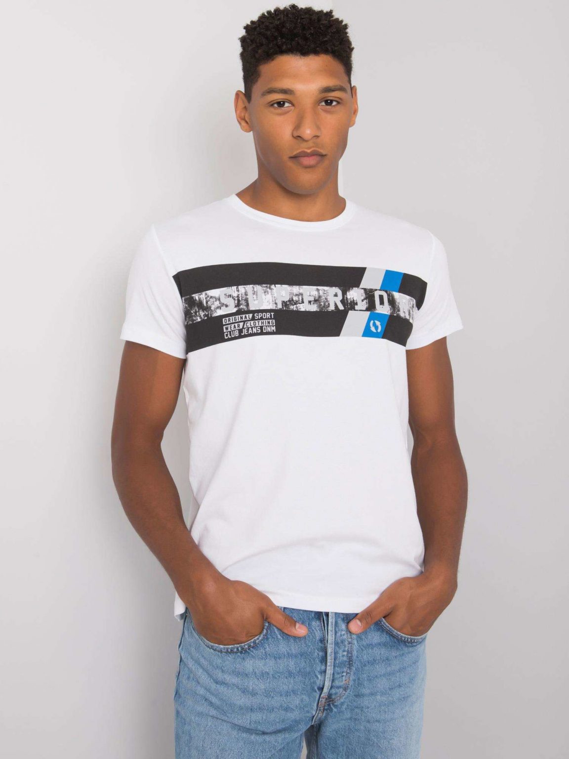 Biały t-shirt męski z bawełny Kendrick