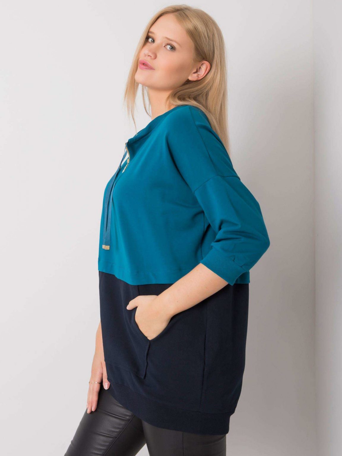 Morsko-granatowa tunika plus size z bawełny Philomene
