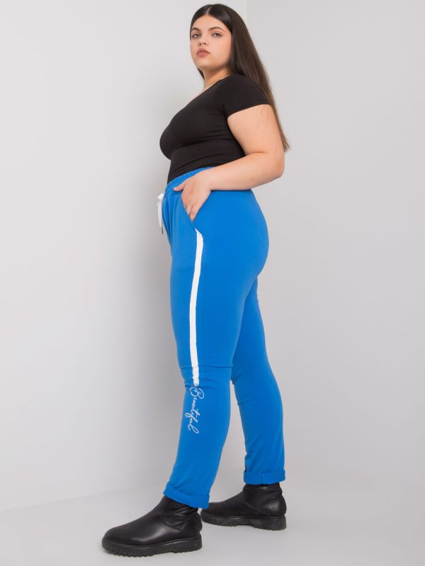 Niebieskie spodnie dresowe plus size z nadrukiem Abelia