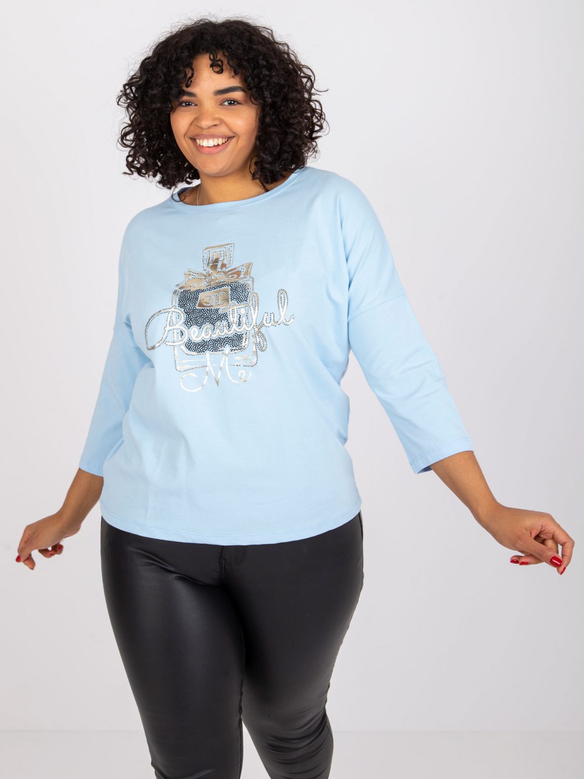 Jasnoniebieska bluzka plus size z bawełny Vickey