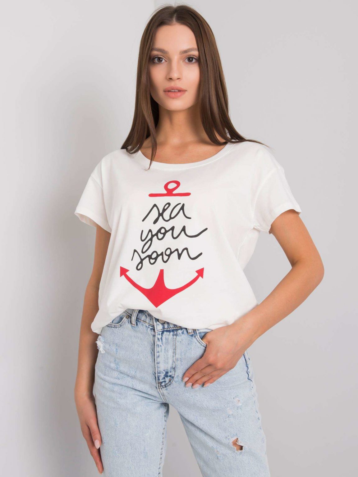 Ecru t-shirt z nadrukiem Silva