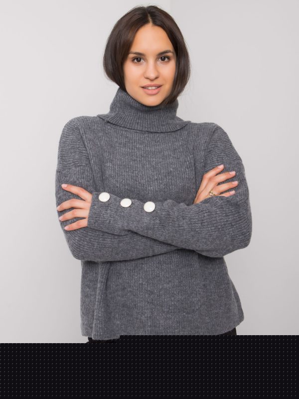 Ciemnoszary sweter golf damski Emrie RUE PARIS