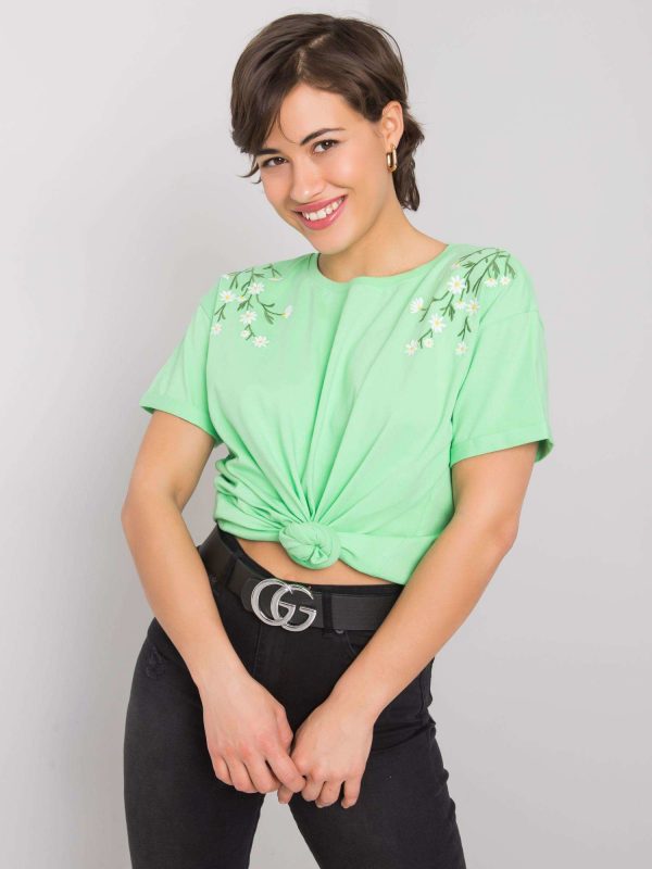 Zielony t-shirt z haftem Quincy