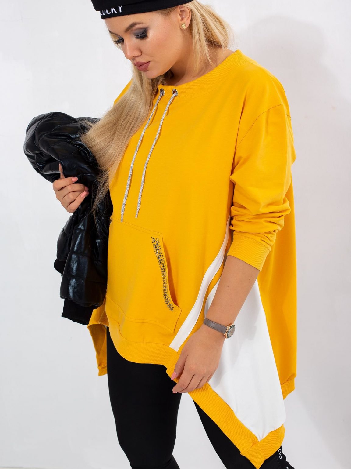 Ciemnożółta bluza plus size Later