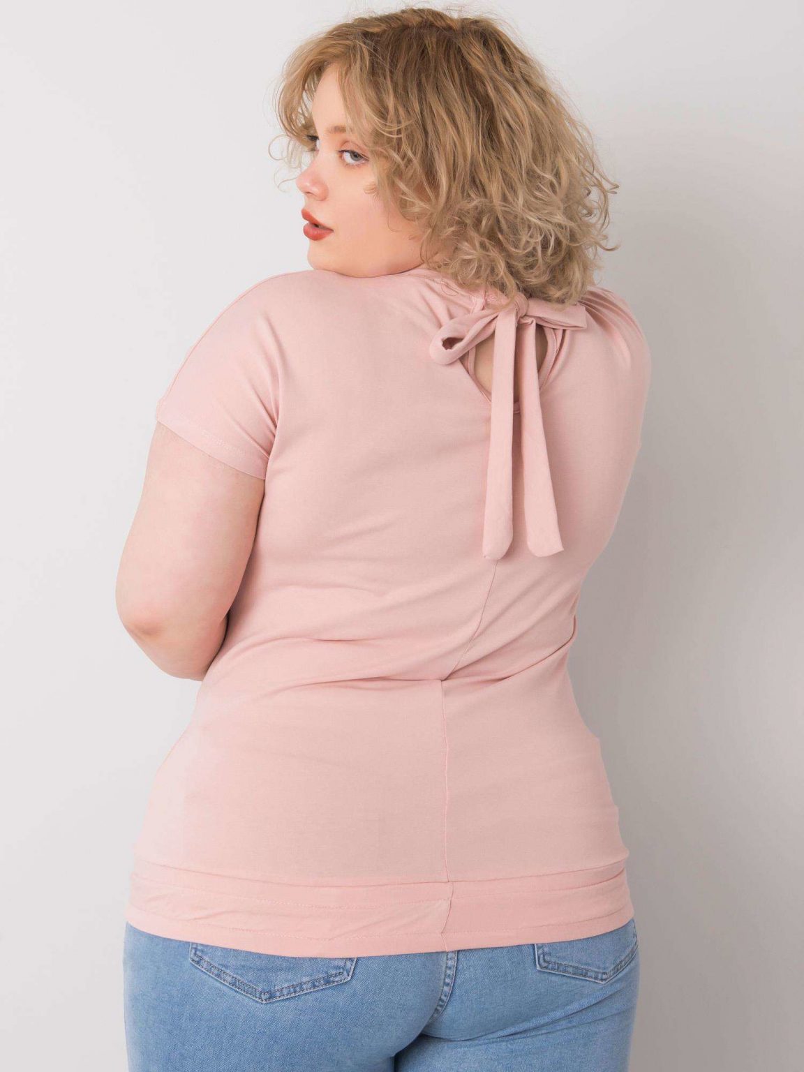 Brudnoróżowa bluzka plus size z wiązaniem Lavender