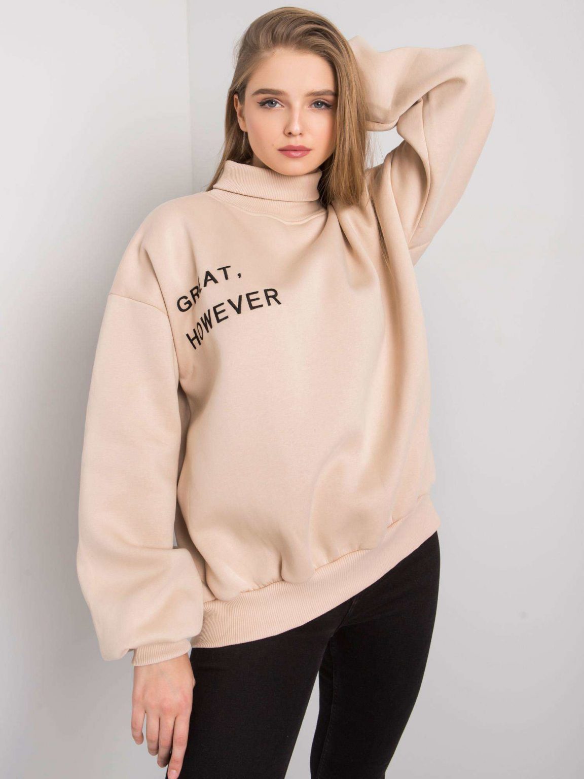 Beżowa ocieplana bluza oversize Kelly