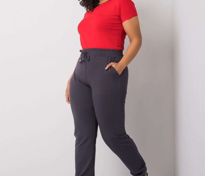 Hurtownia Grafitowe spodnie dresowe plus size Beatriz