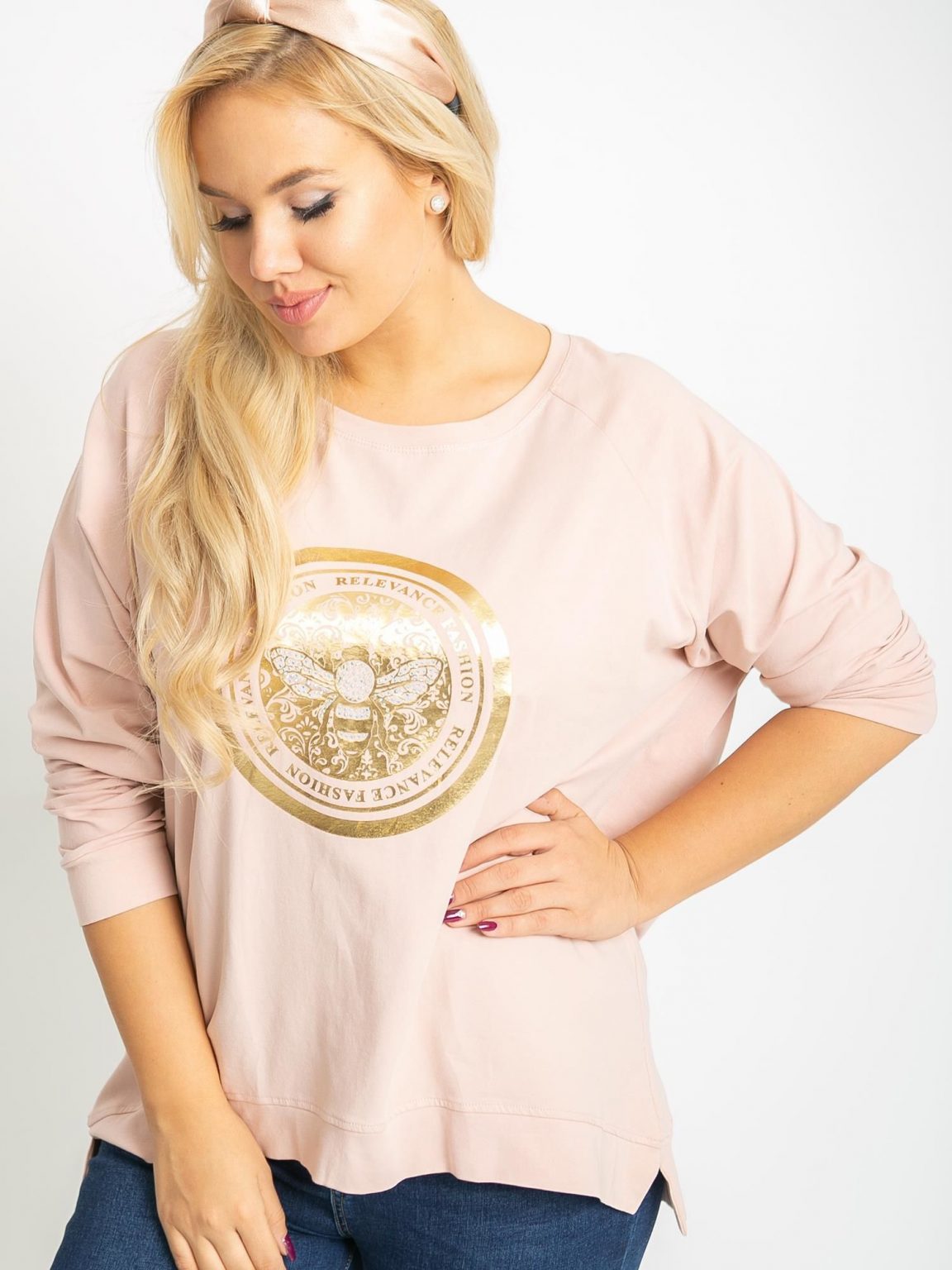 Brudnoróżowa bluzka plus size Logo