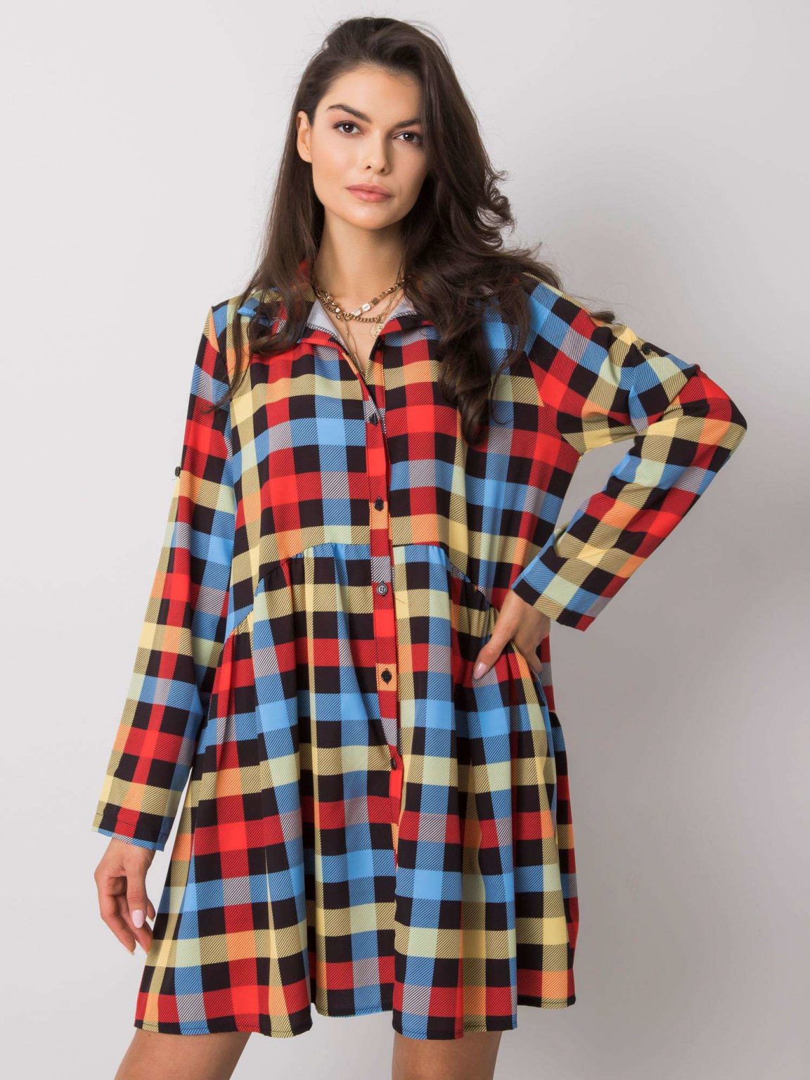 Żółto-niebieska sukienka oversize Constanza