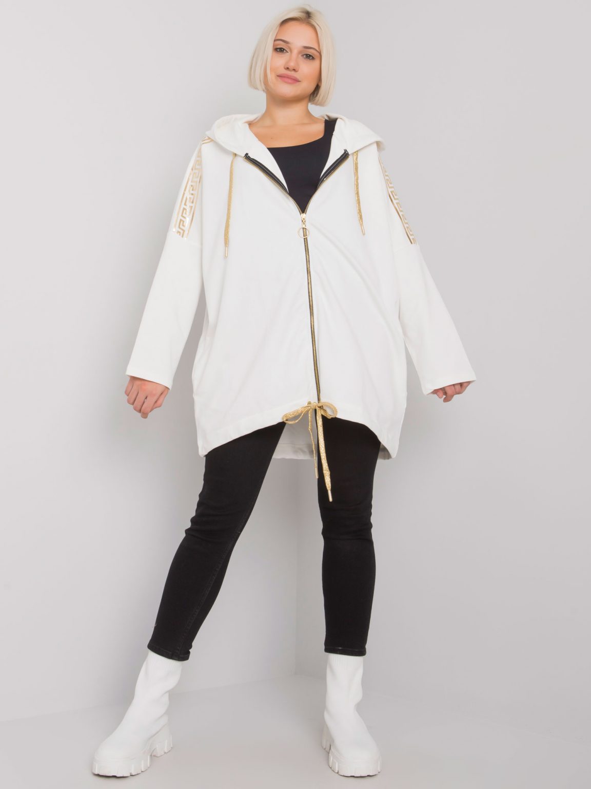Ecru bluza na suwak Athens