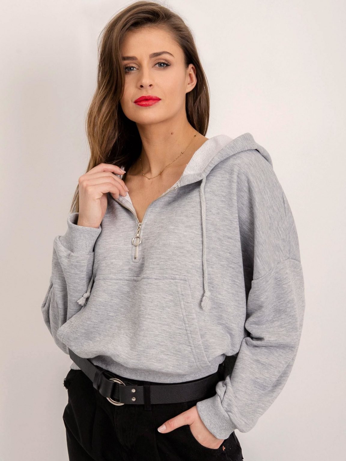 BSL Szara bluza z kapturem