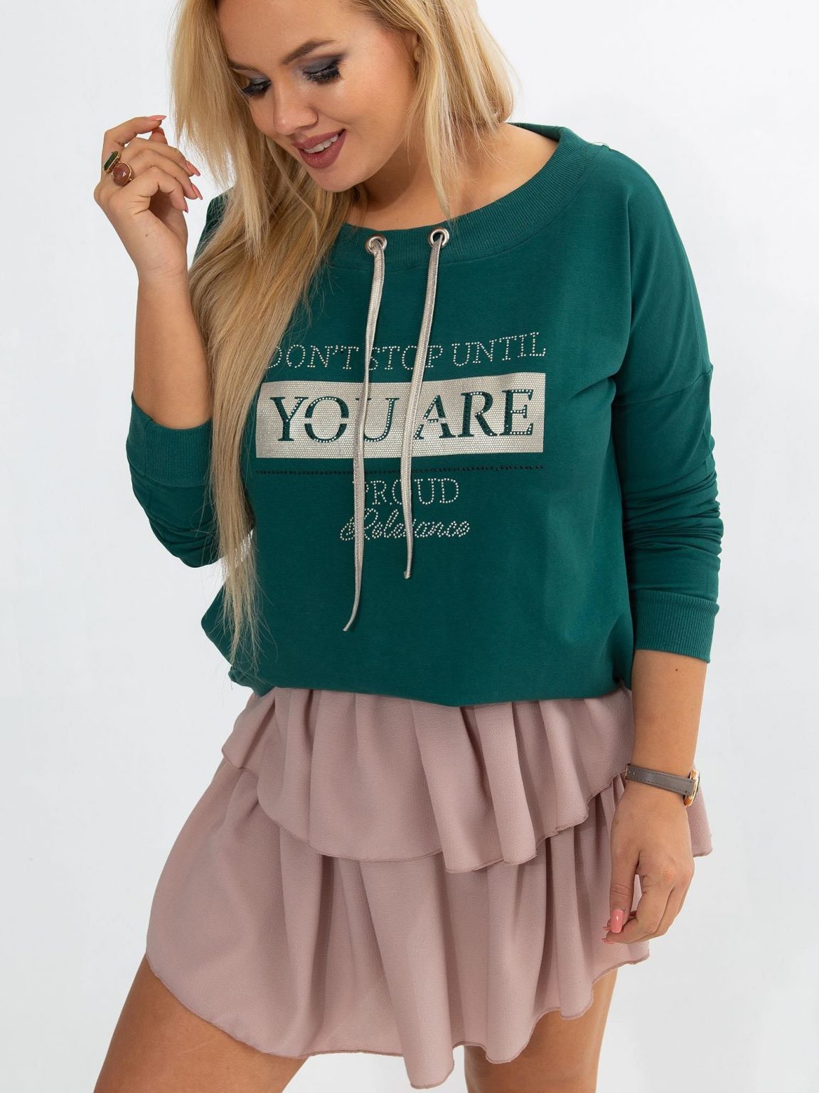 Ciemnozielona bluza plus size Twinkle