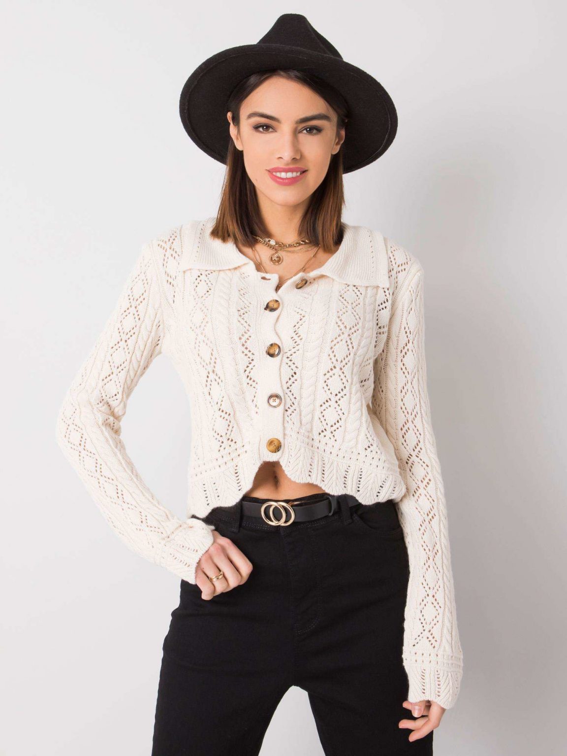 Ecru sweter rozpinany Sydney RUE PARIS