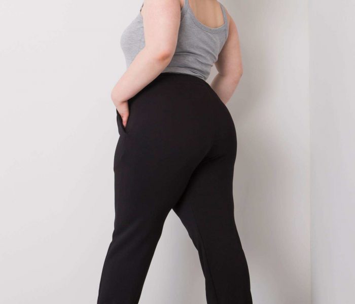 Hurtownia Czarne spodnie dresowe plus size z wysokim stanem Ainhoa