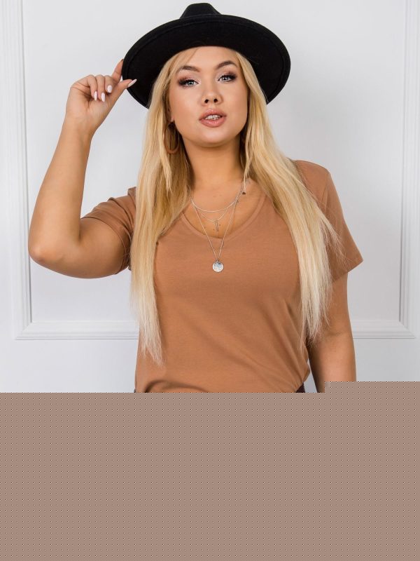 Jasnobrązowy t-shirt plus size Josie