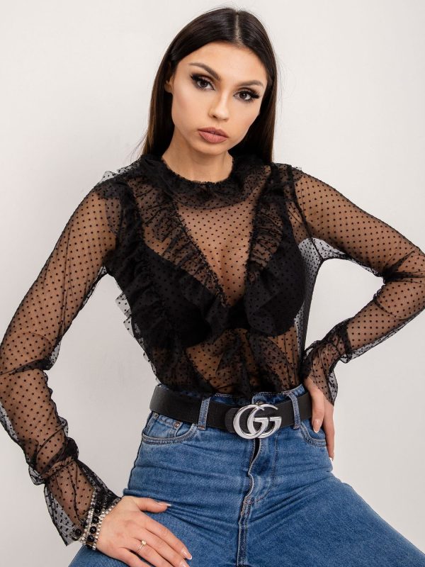 BSL Czarna bluzka z falbanami