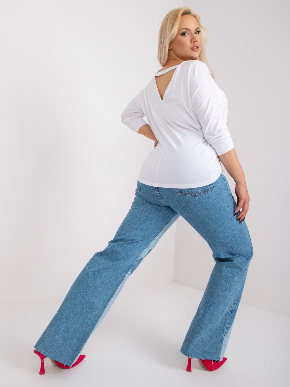 Biała bluzka plus size basic z wiskozy Gloria