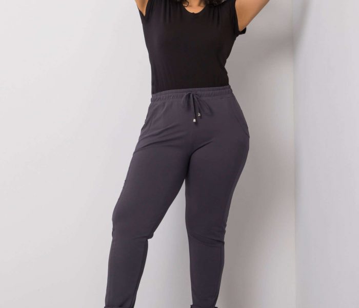 Hurtownia Grafitowe spodnie dresowe plus size Alva