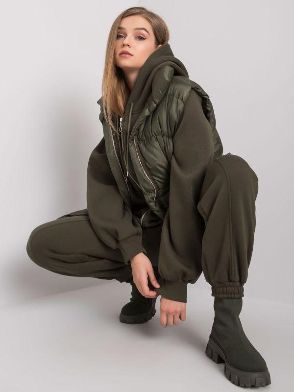 Khaki komplet trzyczęściowy z kamizelką Abigail
