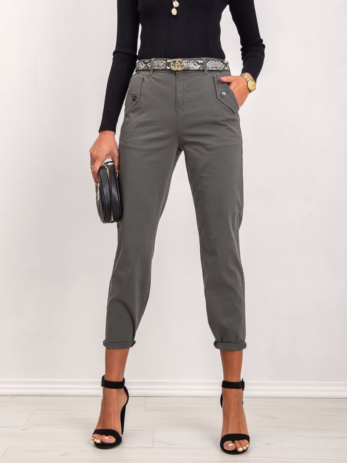 RUE PARIS Khaki spodnie Adriana
