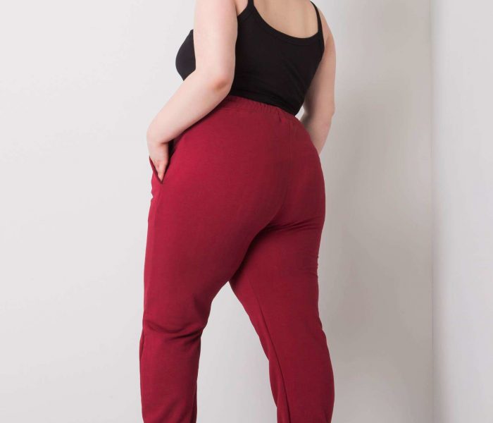 Hurtownia Bordowe spodnie dresowe plus size z kieszeniami Ainhoa