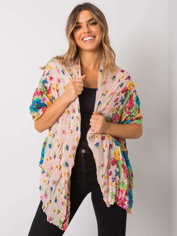 Jasnoróżowa chusta w kwiaty