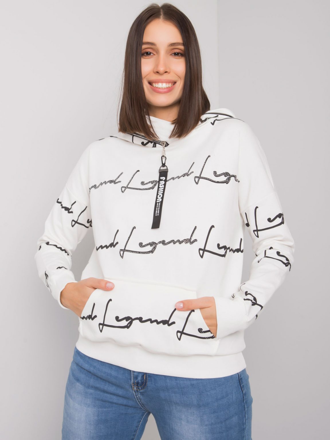 Ecru bluza plus size z kieszenią Jossy