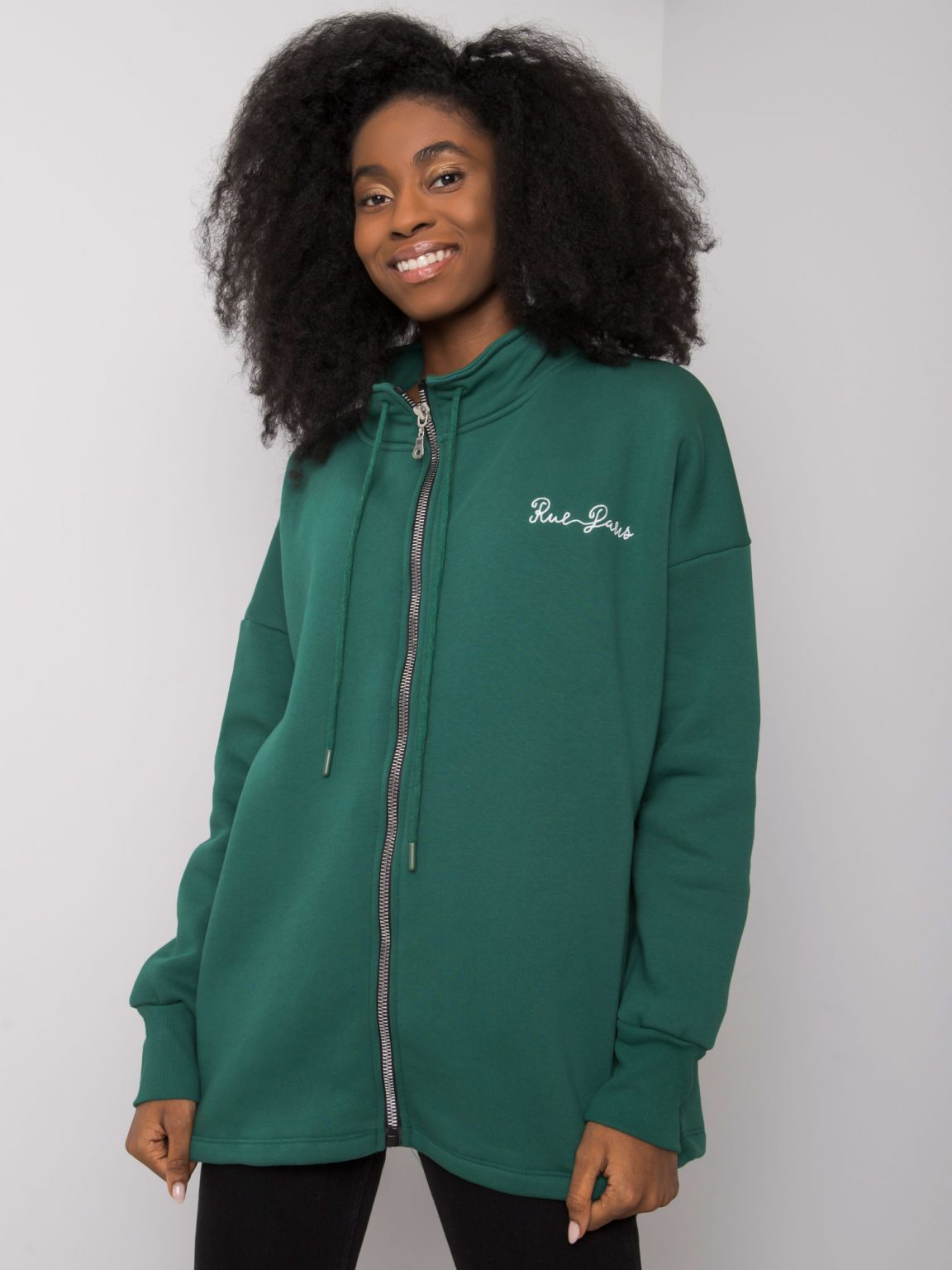 Ciemnozielona bluza bez kaptura Jasmine RUE PARIS