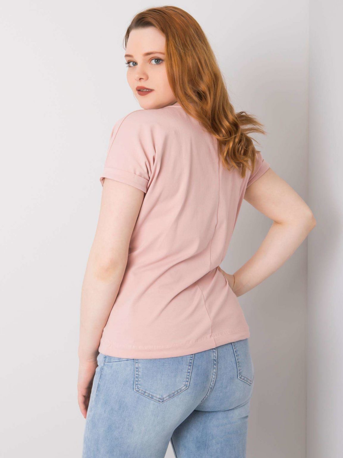 Brudnoróżowa bluzka plus size z dżetami Luce