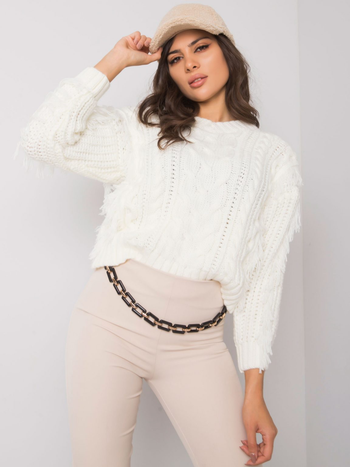 Ecru sweter w warkocze Oregon RUE PARIS