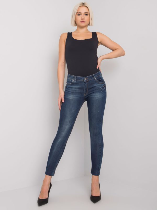 Ciemnoniebieskie jeansy skinny Ravenna