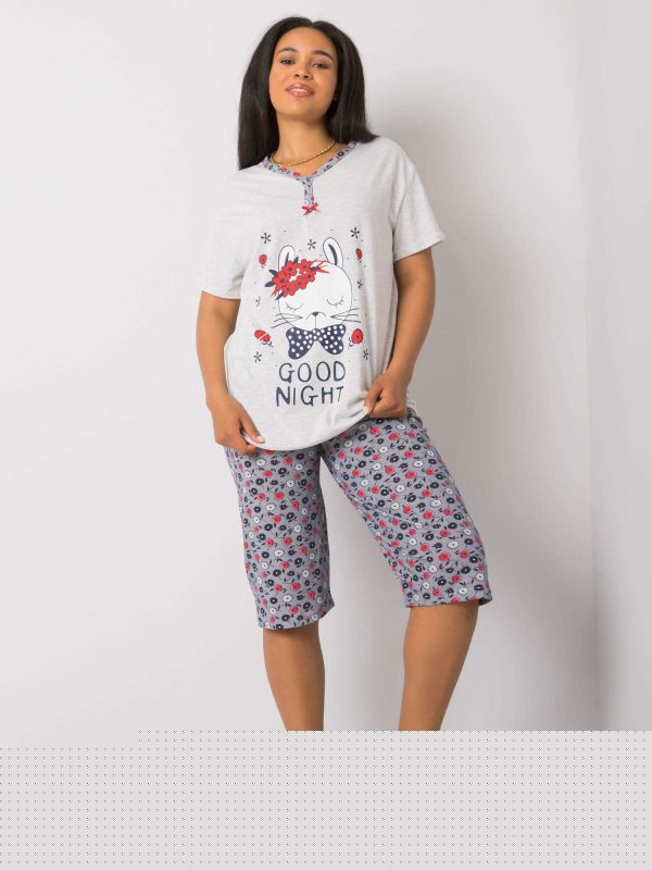 Jasnoszary komplet do spania plus size