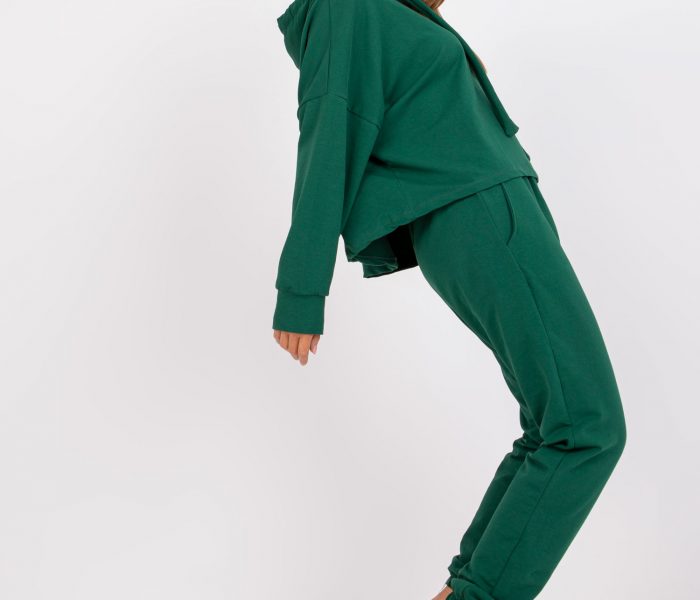Hurtownia Ciemnozielony komplet dresowy basic z bluzą oversize