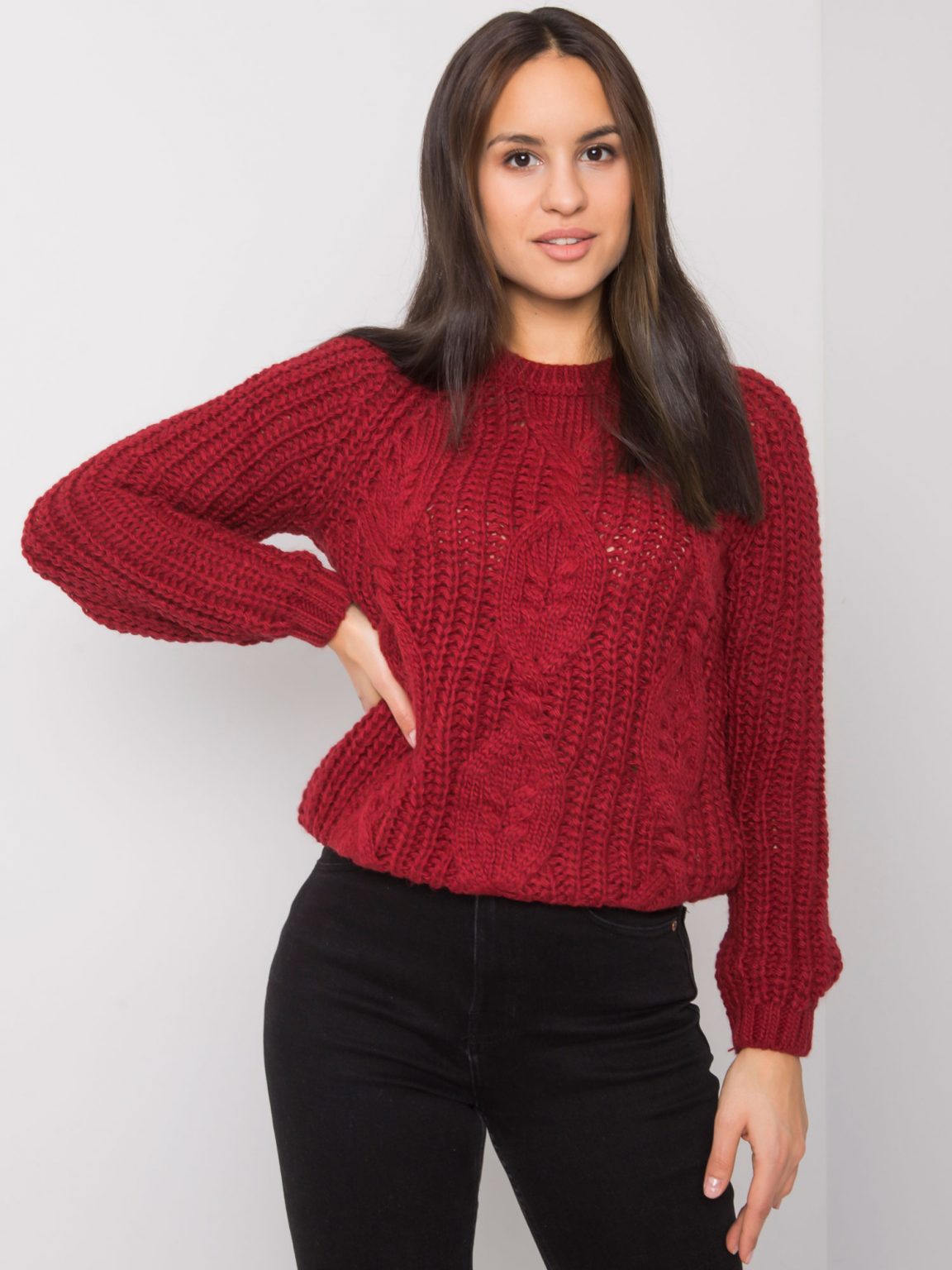 Bordowy sweter dzianinowy Axton RUE PARIS