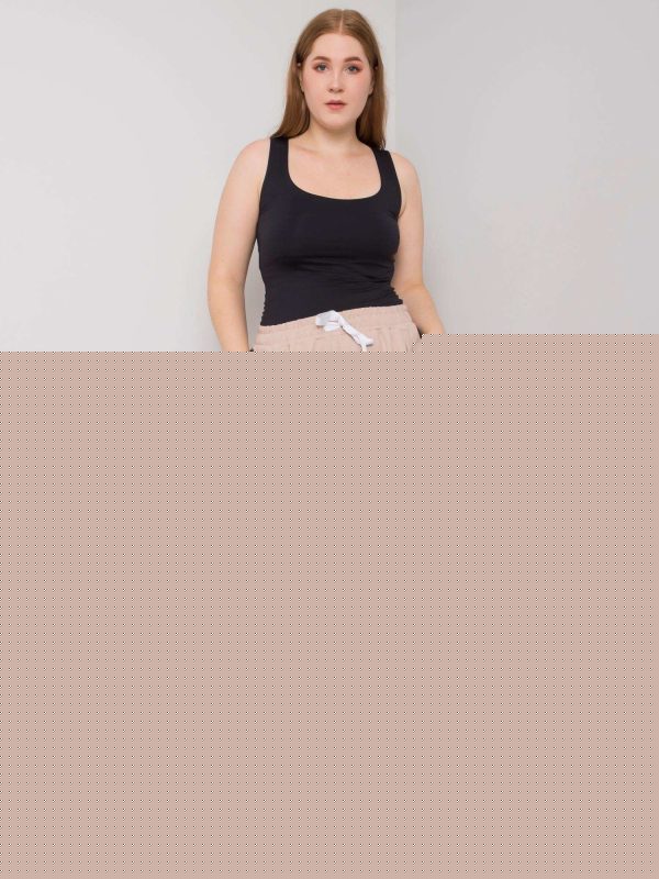 Jasnobeżowe spodnie dresowe plus size z lampasami Felise