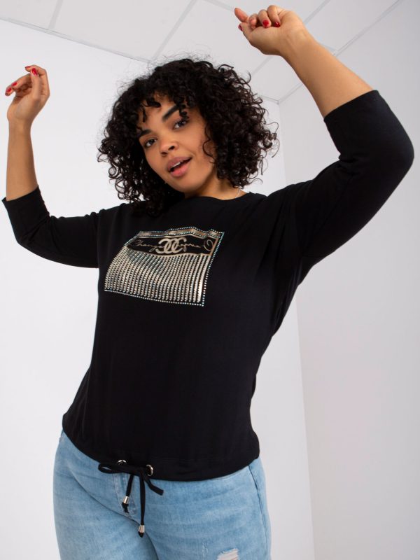 Czarna bluzka plus size na co dzień z bawełny Rosie