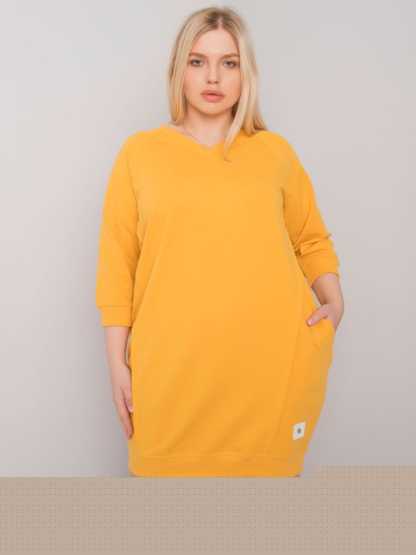 Żółta bawełniana sukienka plus size Karissa