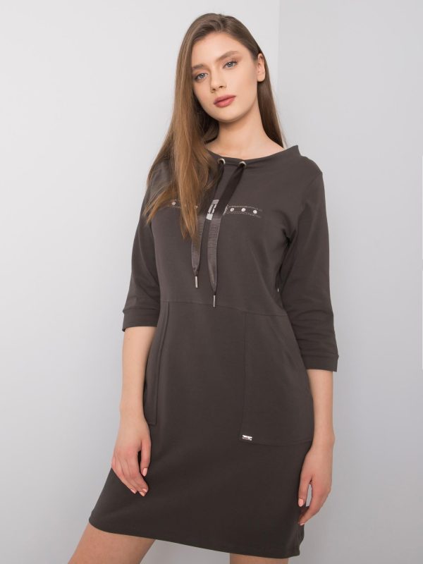 Ciemna khaki sukienka z bawełny April