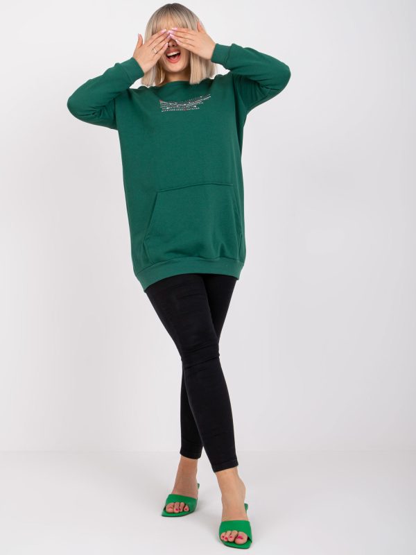 Ciemnozielona dresowa bluza plus size z długim rękawem Desiree