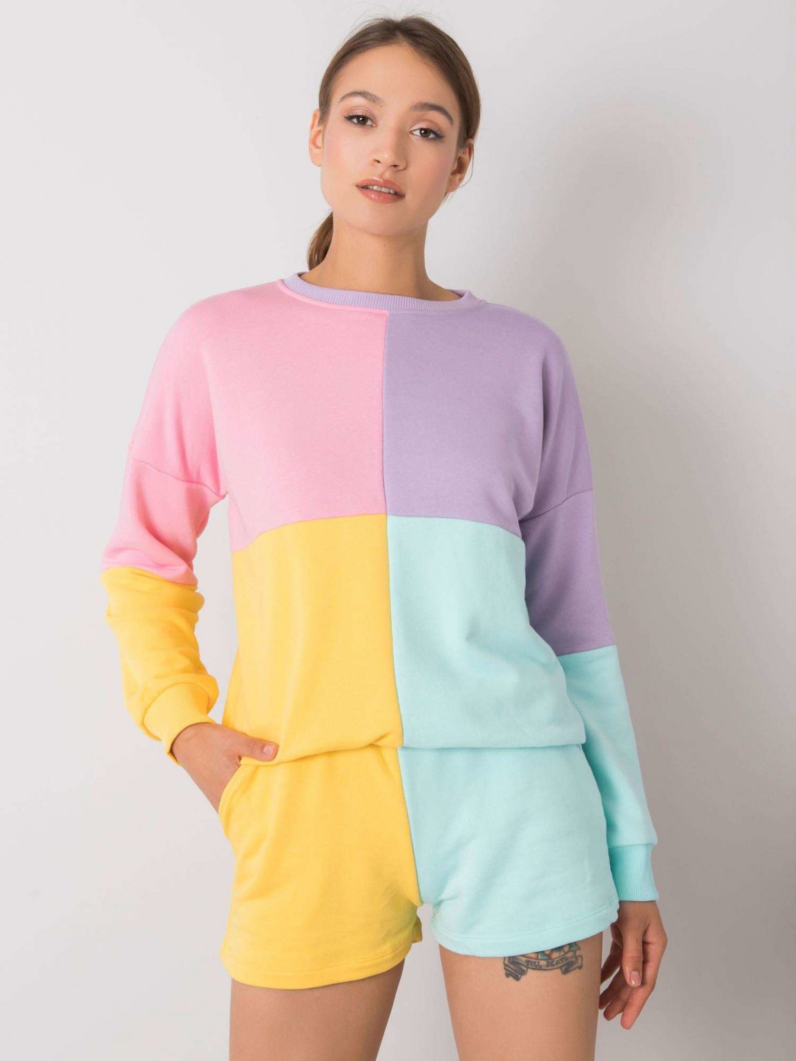 Miętowo-żółty komplet casualowy Amaris RUE PARIS