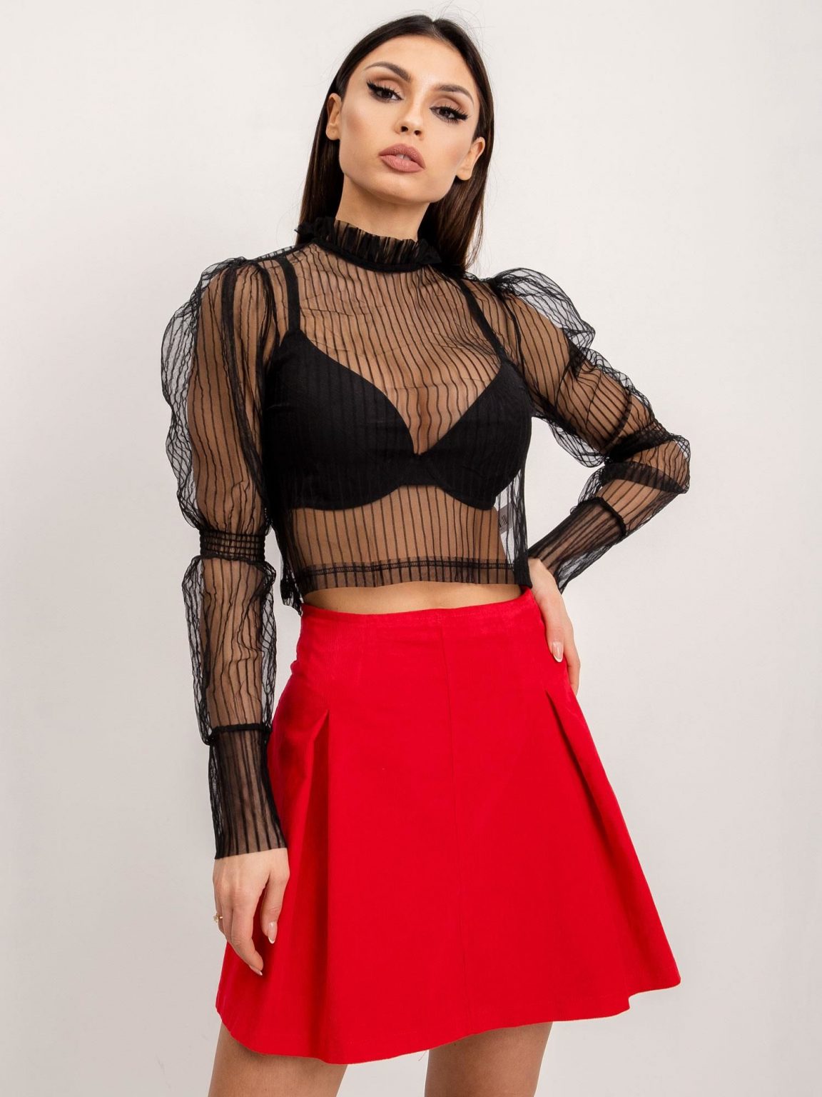 BSL Czerwona spódnica sztruksowa