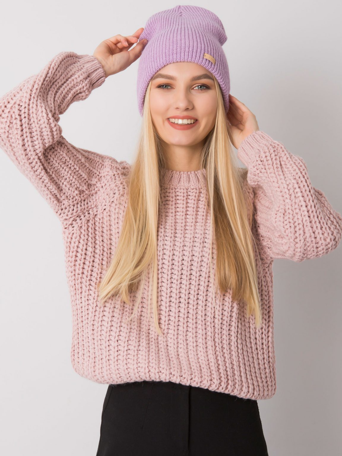 Jasnofioletowa dzianinowa czapka beanie RUE PARIS