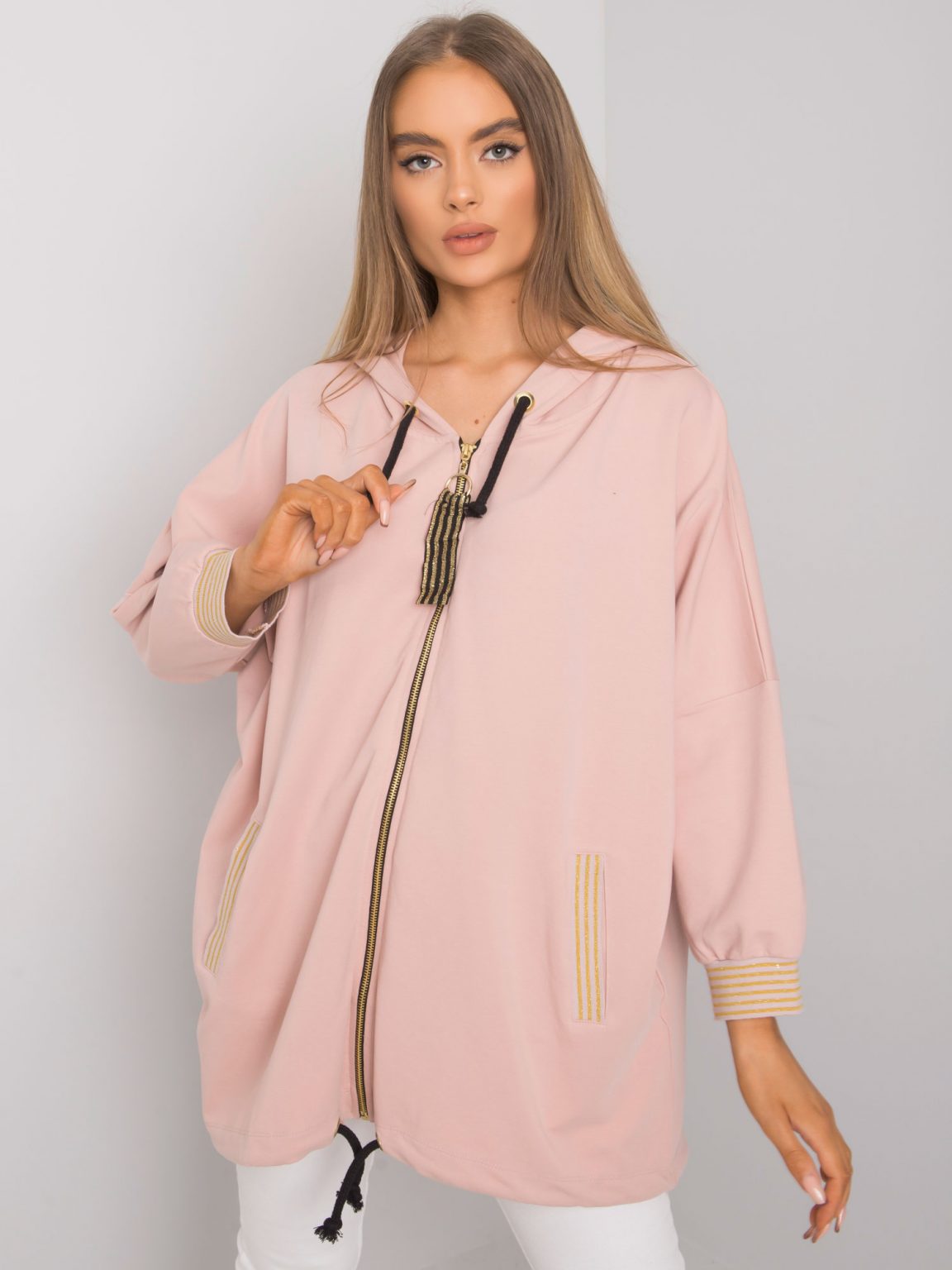 Brudnoróżowa bluza oversize z kapturem Bertille