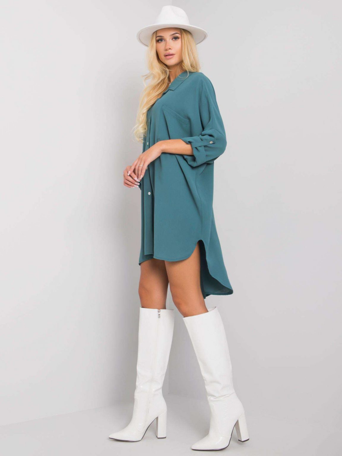 Ciemnomiętowa sukienka oversize Elaria