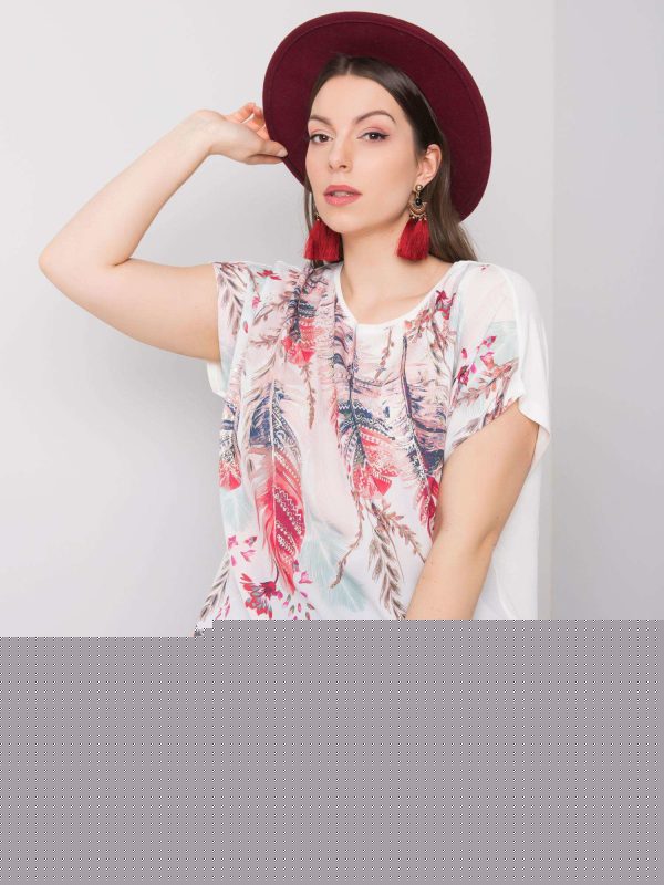 Biała bluzka plus size z nadrukiem Hellen
