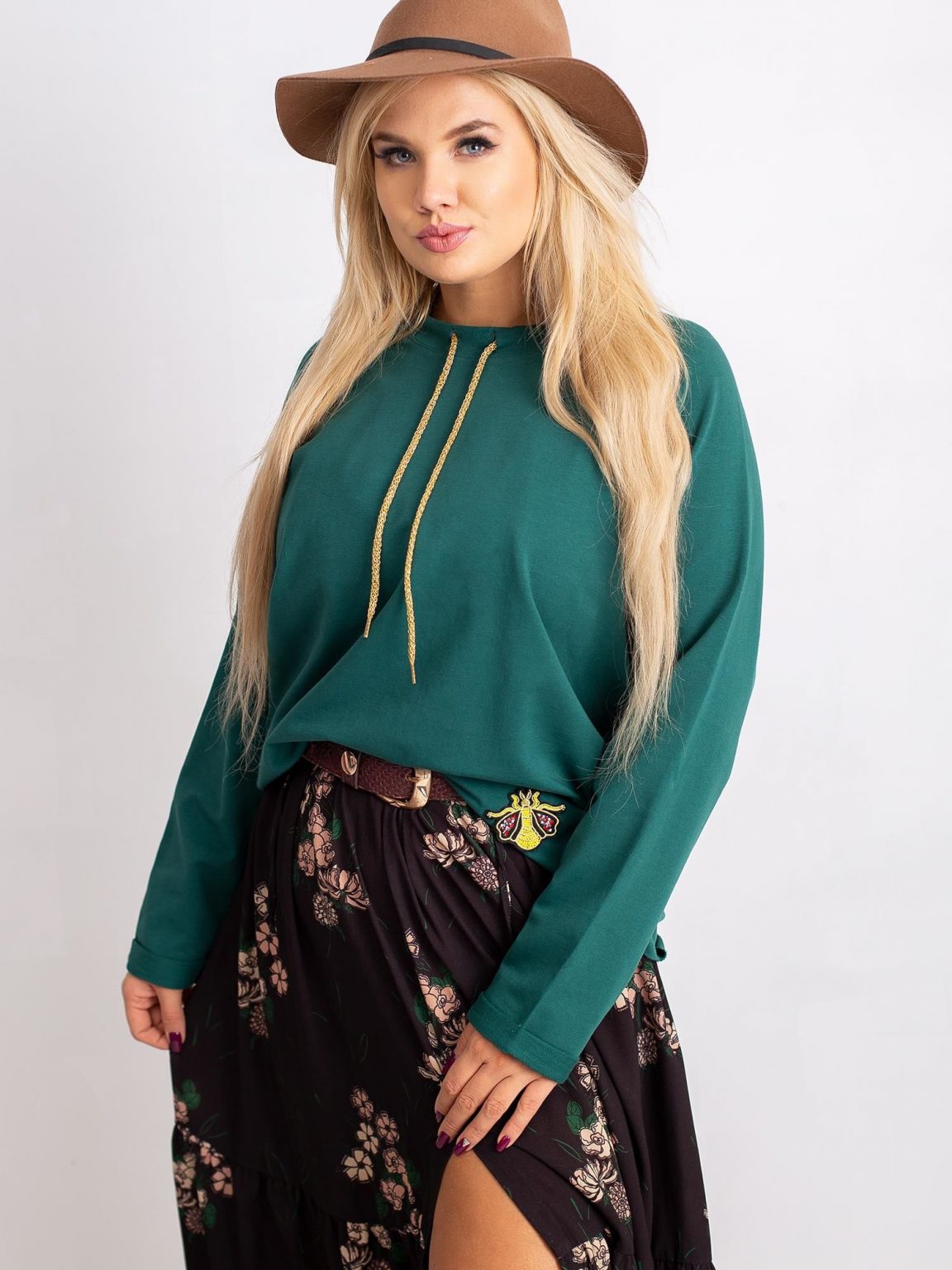 Ciemnozielona bluza plus size Vacay