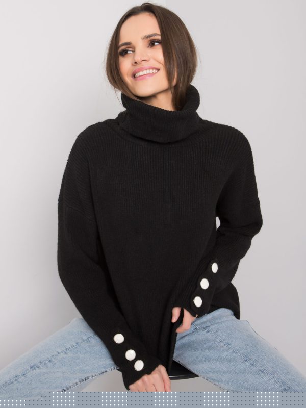 Czarny sweter golf damski Emrie RUE PARIS