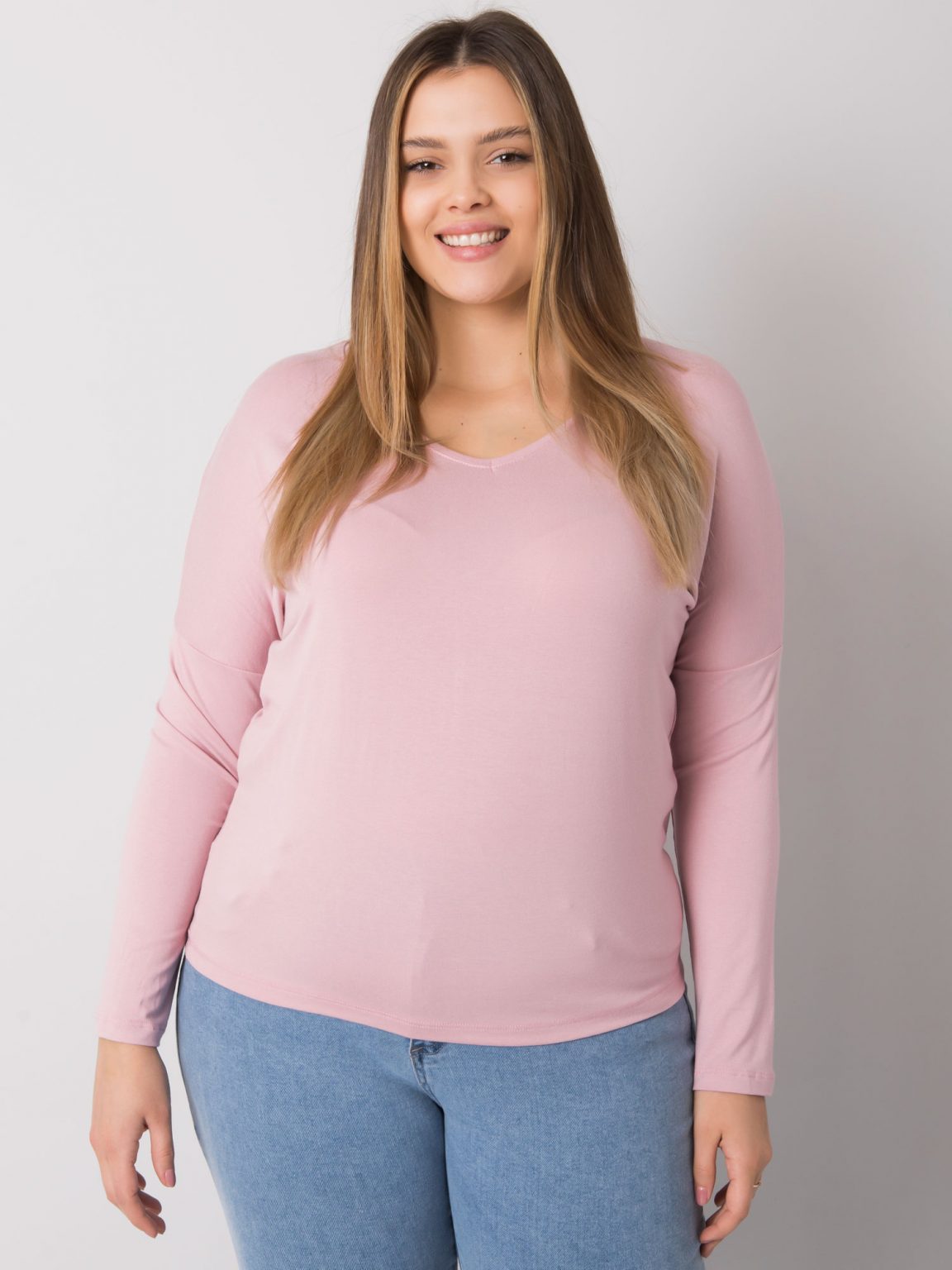 Różowa gładka bluzka plus size Elisa